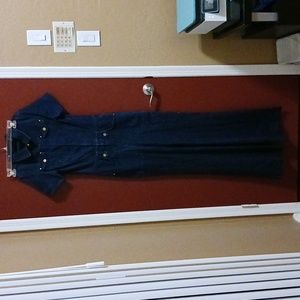 Karen Millen Denim Flare Jumpsuit